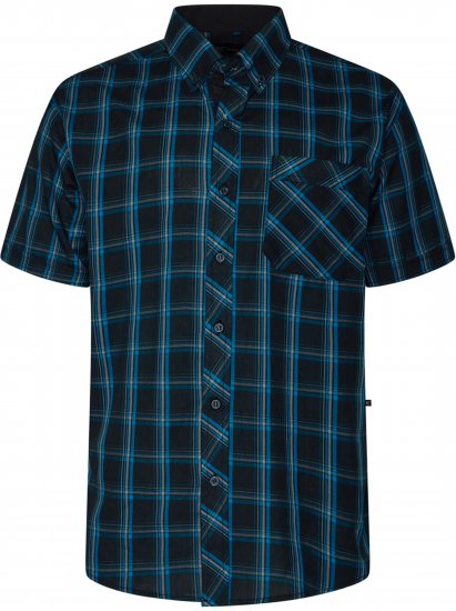 Kam Jeans 6365 Checked Short Sleeve Shirt Turquoise - Košele - Košele 2XL-10XL