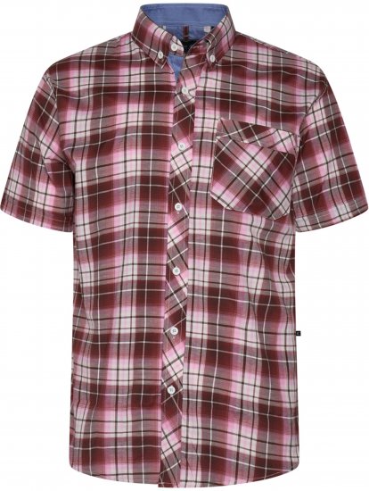 Kam Jeans 6368 Checked Short Sleeve Shirt Red - Košele - Košele 2XL-10XL