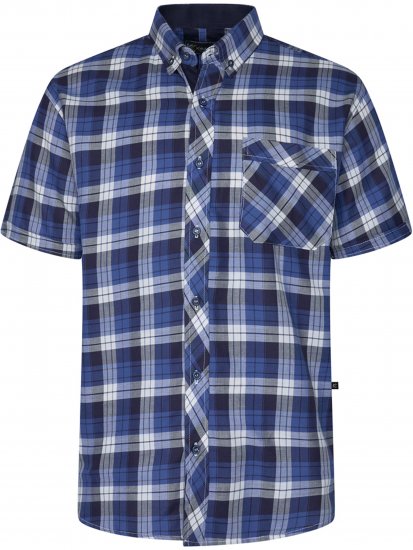Kam Jeans 6369 Checked Short Sleeve Shirt Blue - Košele - Košele 2XL-10XL
