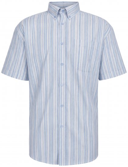 Kam Jeans 6373 Casual Striped Short Sleeve Shirt Blue - Košele - Košele 2XL-10XL