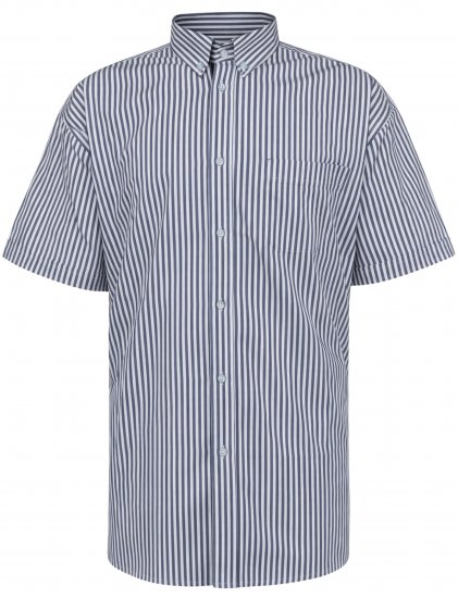 Kam Jeans 6375 Casual Striped Short Sleeve Shirt Navy - Košele - Košele 2XL-10XL