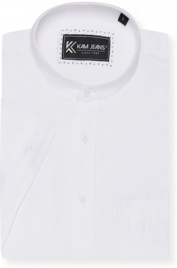 Kam Jeans P020 Premium Short Sleeve Oxford Shirt White - Košele - Košele 2XL-10XL