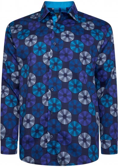 Kam Jeans 6071 Record Print Long Sleeve Shirt Navy - Košele - Košele 2XL-10XL