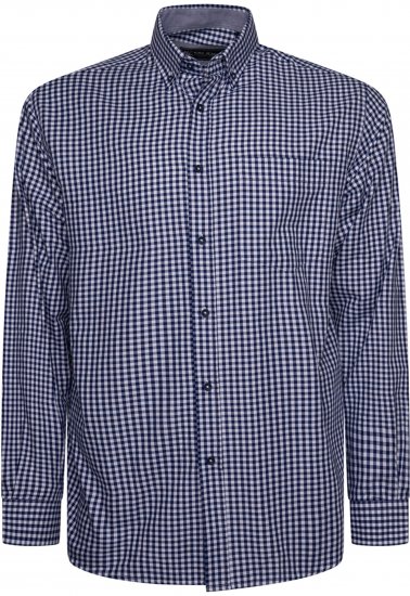 Kam Jeans 6351 Classic Gingham Shirt Long Sleeve Navy - Košele - Košele 2XL-10XL