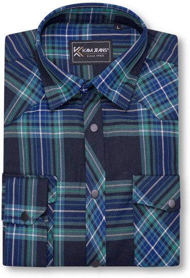 Kam Jeans 6353 Western Check Shirt Navy - Košele - Košele 2XL-10XL
