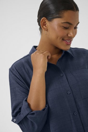 Kaffe Curve Ellie Shirt Tunic Moon Indigo Blue - Tuniky - 