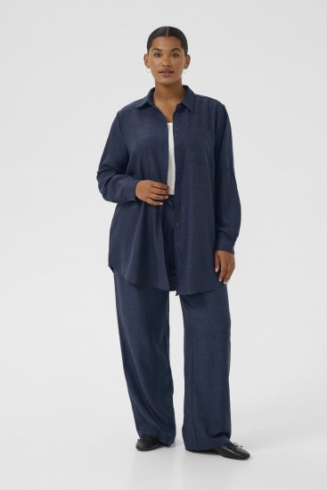 Kaffe Curve Ellie Shirt Tunic Moon Indigo Blue - Tuniky - 