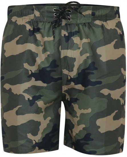 D555 Kody Camo Printed Swimshorts Khaki - Plavecké šortky - Pánske Plavky Nadmerné Veľkosti 