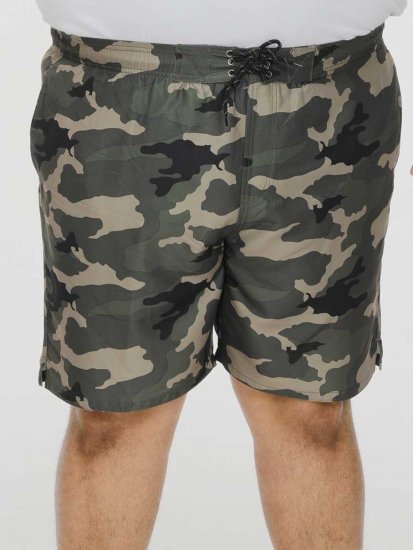 D555 Kody Camo Printed Swimshorts Khaki - Plavecké šortky - Pánske Plavky Nadmerné Veľkosti 