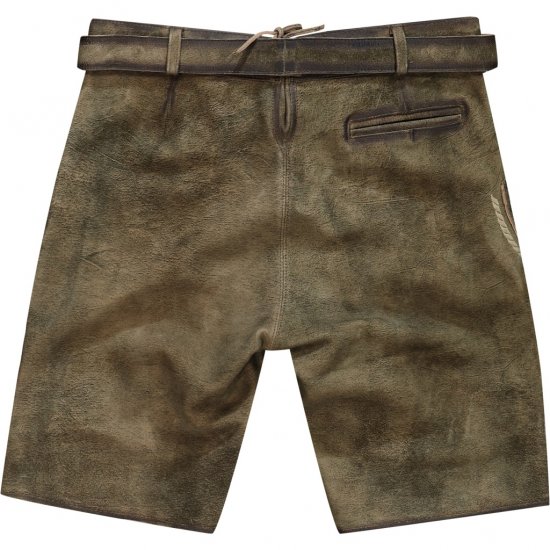 JP1880 Shorts Goat Suede with Belt Buckle Traditional Moss Green - Slávnostné oblečenie - Slávnostné oblečenie – Oslavujte štýlovo a pohodlne
