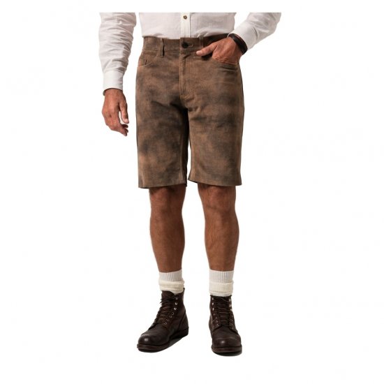 JP1880 Shorts Leather Traditional Cowhide Brown - Šortky - Šortky W40-W60