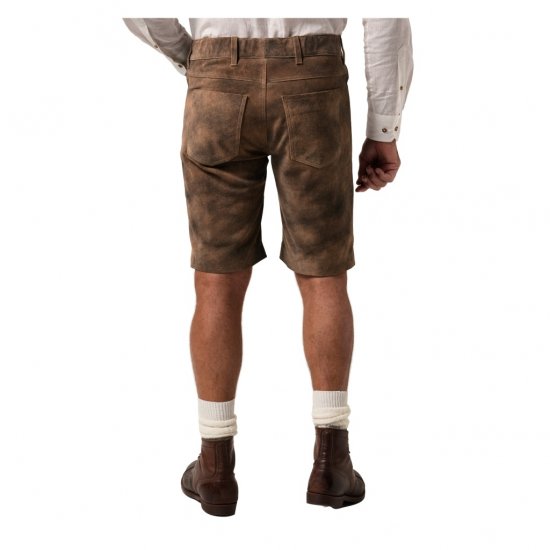 JP1880 Shorts Leather Traditional Cowhide Brown - Šortky - Šortky W40-W60