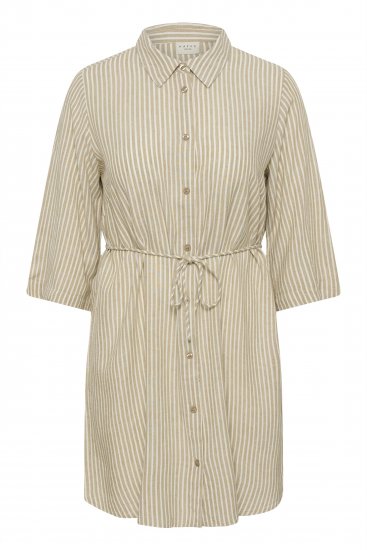 Kaffe Curve Milla Short Shirt Dress Chinchilla/Chalk Stripe - Mini šaty - 