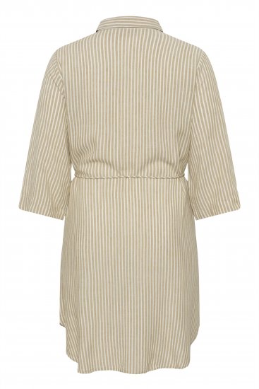Kaffe Curve Milla Short Shirt Dress Chinchilla/Chalk Stripe - Mini šaty - 