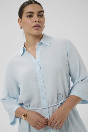Kaffe Curve Mille Short Shirt Dress Nantucket Breeze Blue - Mini šaty - 