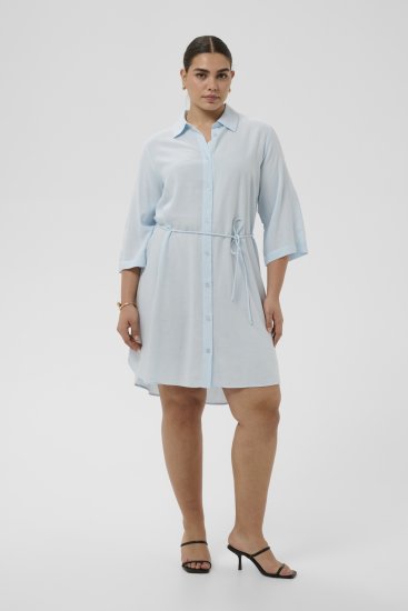 Kaffe Curve Mille Short Shirt Dress Nantucket Breeze Blue - Mini šaty - 
