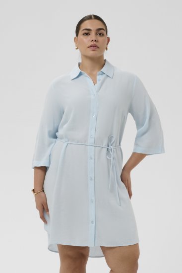 Kaffe Curve Mille Short Shirt Dress Nantucket Breeze Blue - Mini šaty - 