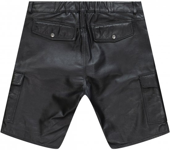 JP1880 Leather Shorts Cargo Pockets Lamb Nappa Leather Black - Šortky - Šortky W40-W60