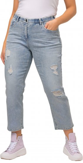 Ulla Popken Stonewashed Distressed Boyfriend Jeans Light Blue - Džíny & Nohavice vo Veľkých Veľkostiach – Plus Size - 