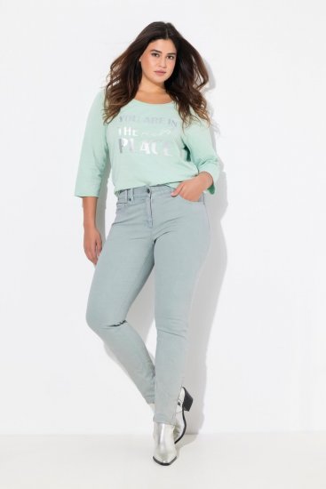 Ulla Popken Slim Leg Light Wash Jeans Light Moss Light Moss Green - Džínsy - Dámske džínsy veľkých veľkostí