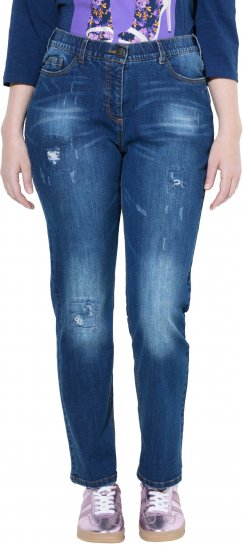 Ulla Popken Lightly Distressed Stretch Fit Jeans Blue Denim - Džíny & Nohavice vo Veľkých Veľkostiach – Plus Size - 