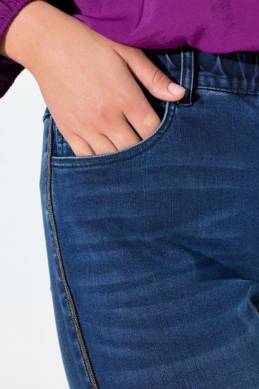 Ulla Popken Rhinestone Seam Stretch Fit Jeans Blue Denim - Džínsy - Dámske džínsy veľkých veľkostí