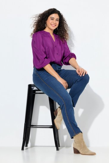 Ulla Popken Rhinestone Seam Stretch Fit Jeans Blue Denim - Džínsy - Dámske džínsy veľkých veľkostí