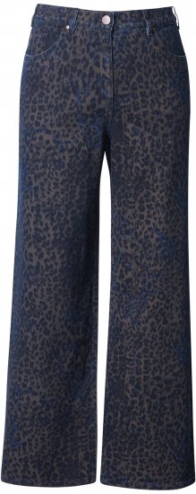 Ulla Popken Leopard Print Stretch Fit Jeans Ink Blue - Džíny & Nohavice vo Veľkých Veľkostiach – Plus Size - 