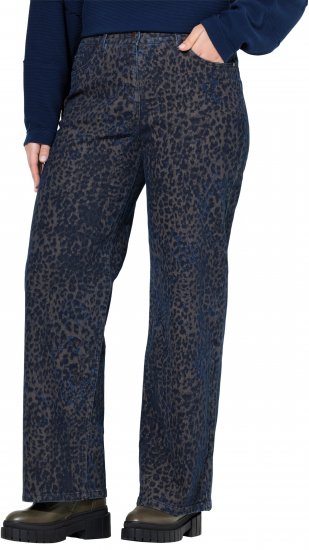 Ulla Popken Leopard Print Stretch Fit Jeans Ink Blue - Džíny & Nohavice vo Veľkých Veľkostiach – Plus Size - 