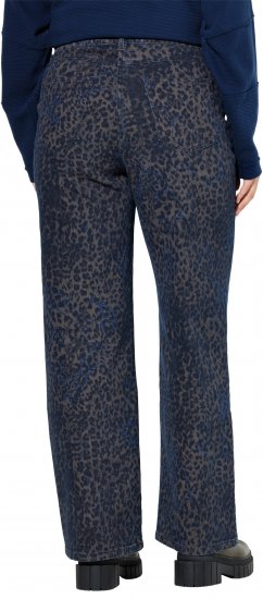Ulla Popken Leopard Print Stretch Fit Jeans Ink Blue - Džíny & Nohavice vo Veľkých Veľkostiach – Plus Size - 