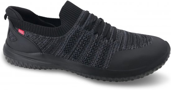 D555 Aylesbury Hands Free Knitted Shoes Faux Laces Black - Tenisky - 