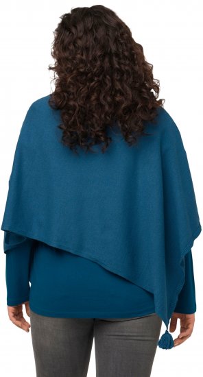 Ulla Popken Knit Pointed Hem Poncho Cerulean - Mikiny & mikiny bez kapucne - 