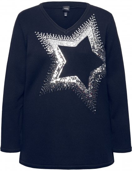 Ulla Popken Sequined Star Rolled Edge Sweater Navy - Mikiny & mikiny bez kapucne - 