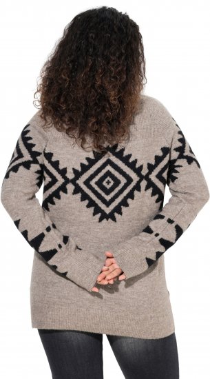 Ulla Popken Aztec Pattern Turtleneck Sweater Pebble Grey - Mikiny & mikiny bez kapucne - 