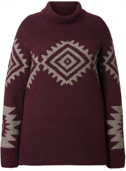 Ulla Popken Aztec Pattern Turtleneck Sweater Plum - Mikiny & mikiny bez kapucne - 