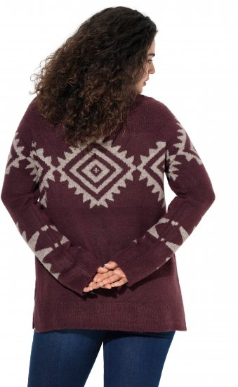 Ulla Popken Aztec Pattern Turtleneck Sweater Plum - Mikiny & mikiny bez kapucne - 