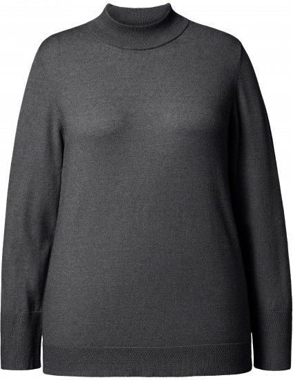 Ulla Popken Long Sleeves Mock Turtleneck Sweater Charcoal Grey Melange - Mikiny & mikiny bez kapucne - 