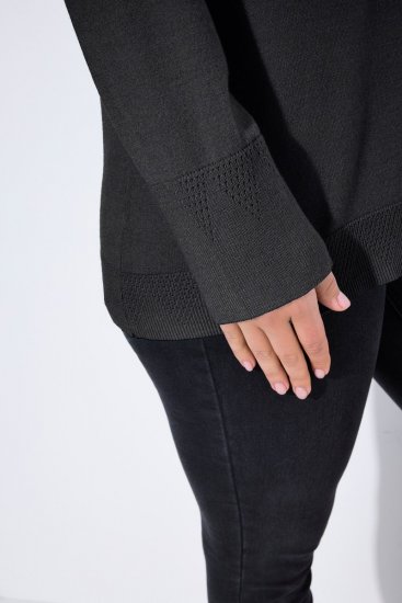 Ulla Popken Long Sleeves Mock Turtleneck Sweater Charcoal Grey Melange - Mikiny & mikiny bez kapucne - Pohodlné mikiny, hoodie a pletené svetre