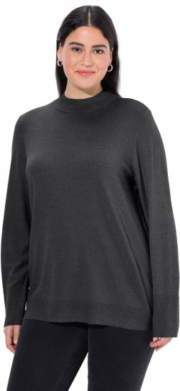 Ulla Popken Long Sleeves Mock Turtleneck Sweater Charcoal Grey Melange - Mikiny & mikiny bez kapucne - 