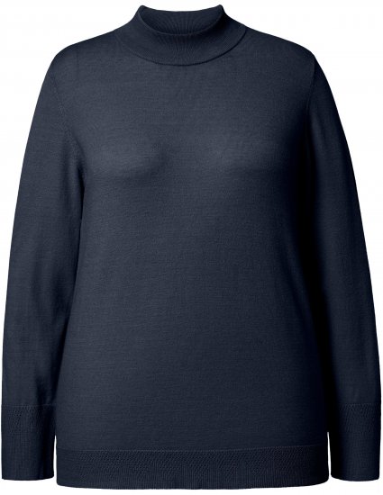 Ulla Popken Long Sleeves Mock Turtleneck Sweater Navy - Mikiny & mikiny bez kapucne - 