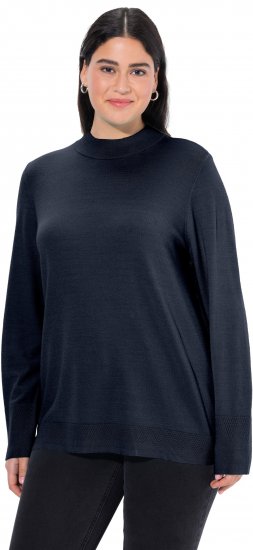 Ulla Popken Long Sleeves Mock Turtleneck Sweater Navy - Mikiny & mikiny bez kapucne - 