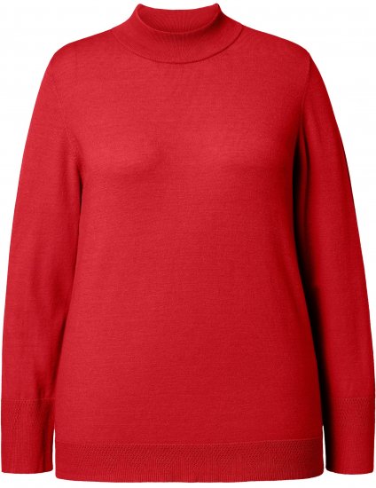 Ulla Popken Long Sleeves Mock Turtleneck Sweater Salsa Red - Mikiny & mikiny bez kapucne - 