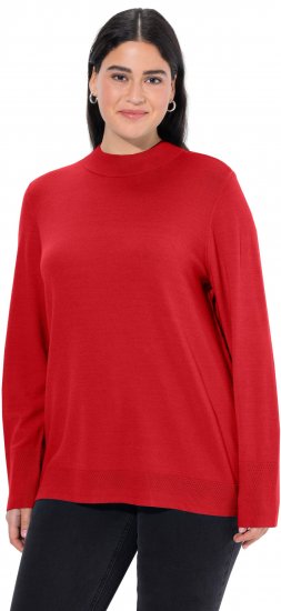 Ulla Popken Long Sleeves Mock Turtleneck Sweater Salsa Red - Mikiny & mikiny bez kapucne - 