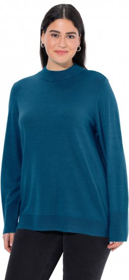 Ulla Popken Long Sleeves Mock Turtleneck Sweater Emerald Green - Mikiny & mikiny bez kapucne - 