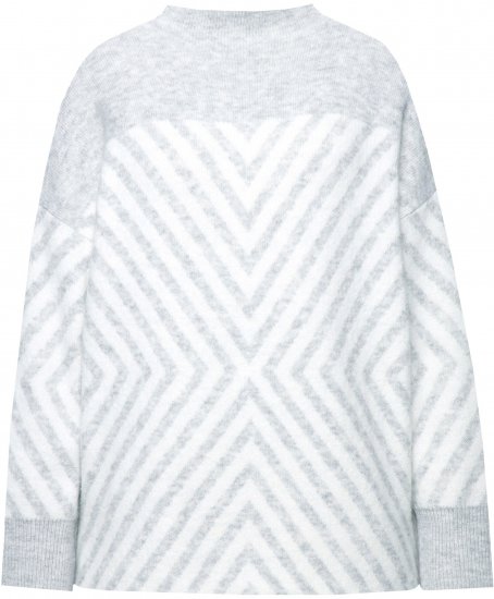Ulla Popken Graphic Stripe Long Sleeve Turtleneck Sweater Silver Melange - Mikiny & mikiny bez kapucne - 