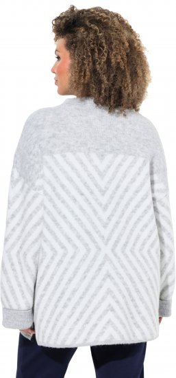 Ulla Popken Graphic Stripe Long Sleeve Turtleneck Sweater Silver Melange - Mikiny & mikiny bez kapucne - 