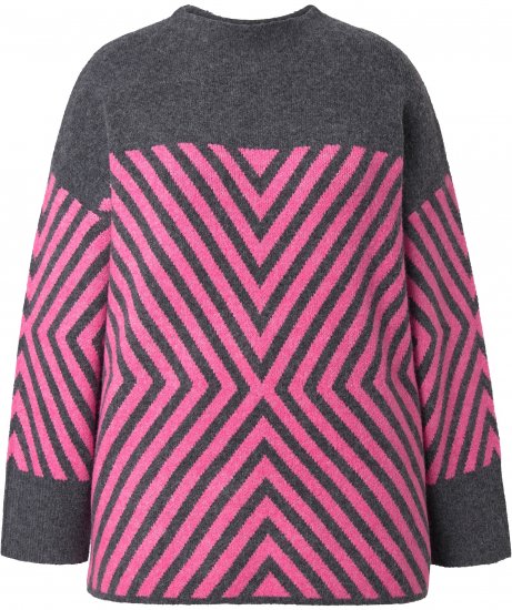 Ulla Popken Graphic Stripe Long Sleeve Turtleneck Sweater Flamingo - Mikiny & mikiny bez kapucne - 