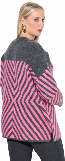 Ulla Popken Graphic Stripe Long Sleeve Turtleneck Sweater Flamingo - Mikiny & mikiny bez kapucne - 