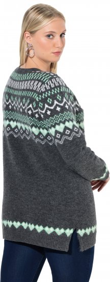 Ulla Popken Norwegian Style Pastel Tone Long Sleeve Sweater Dark Grey Melange - Mikiny & mikiny bez kapucne - 