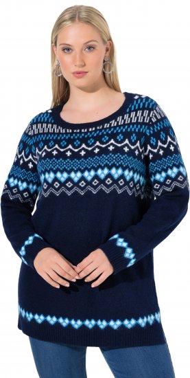 Ulla Popken Norwegian Style Pastel Tone Long Sleeve Sweater Ink Blue - Mikiny & mikiny bez kapucne - 